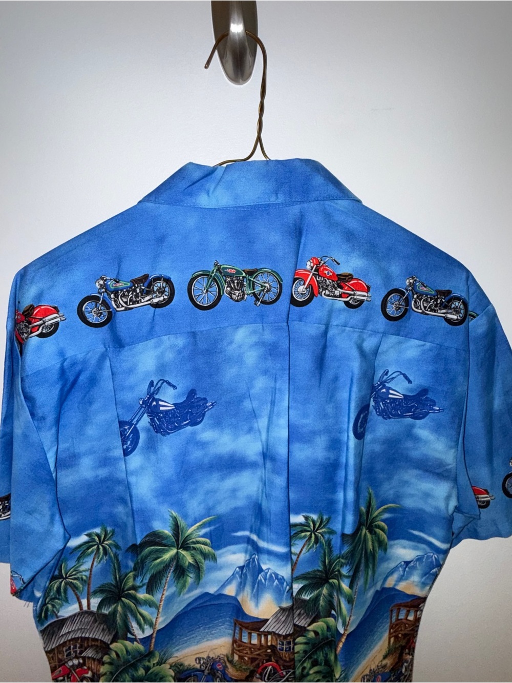 KYS Blue Motorcycle Print Camp Shirt - Picture 8 of 9